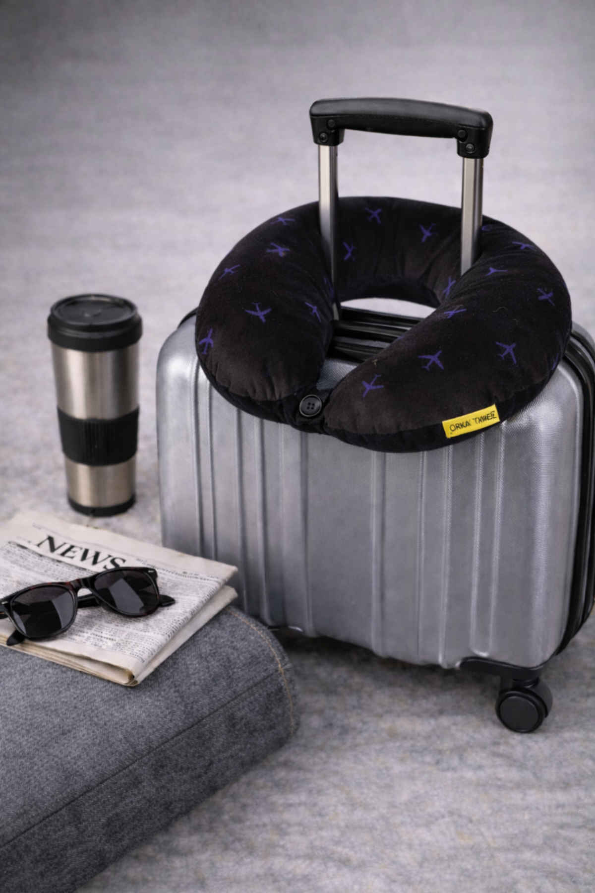 ORKA Travel Printed U Shaped Neck Pillow Polyfill Flight Route Dotted Lines