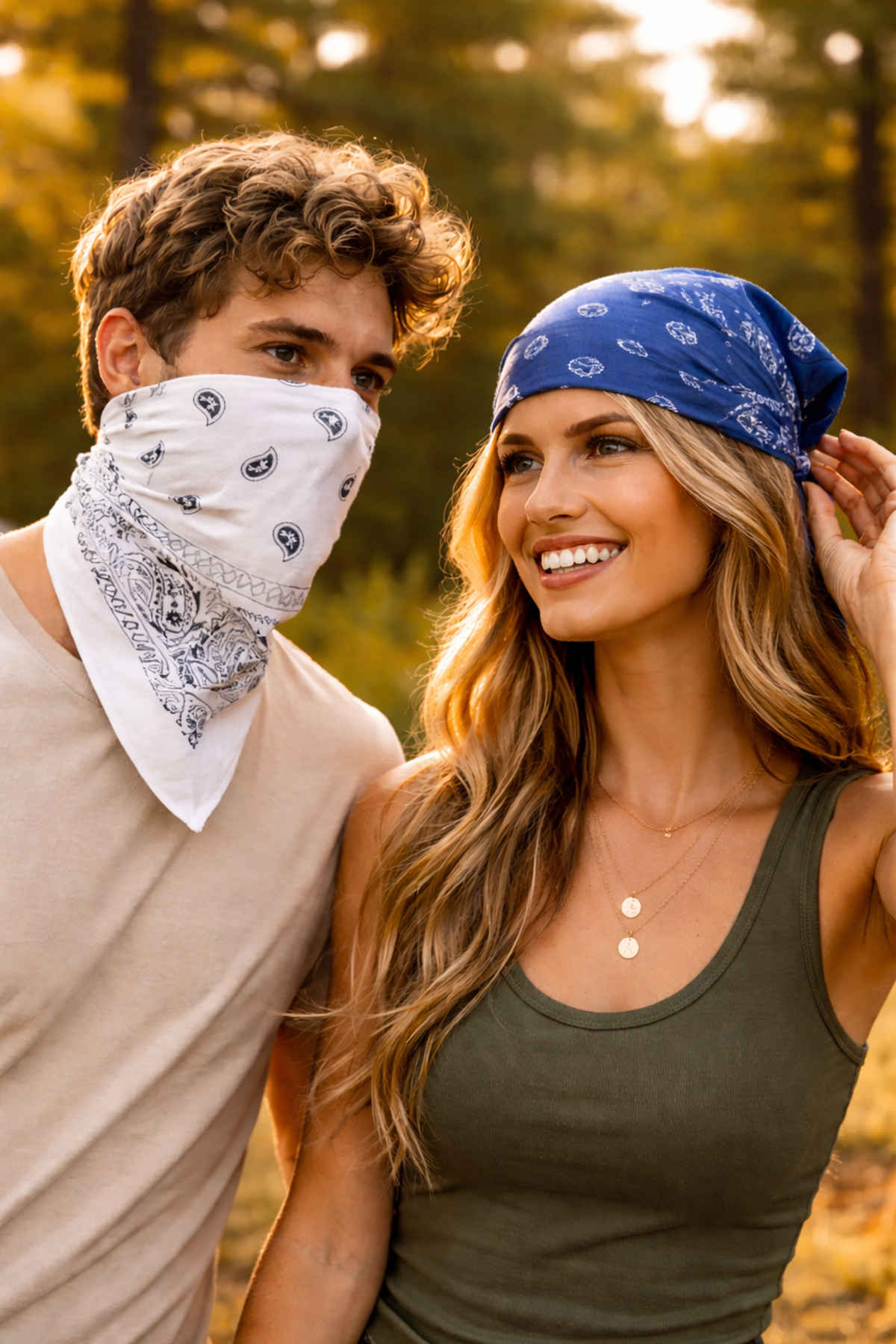 Royal Mart Premium Cotton Bandana Set | Classic Blue & White