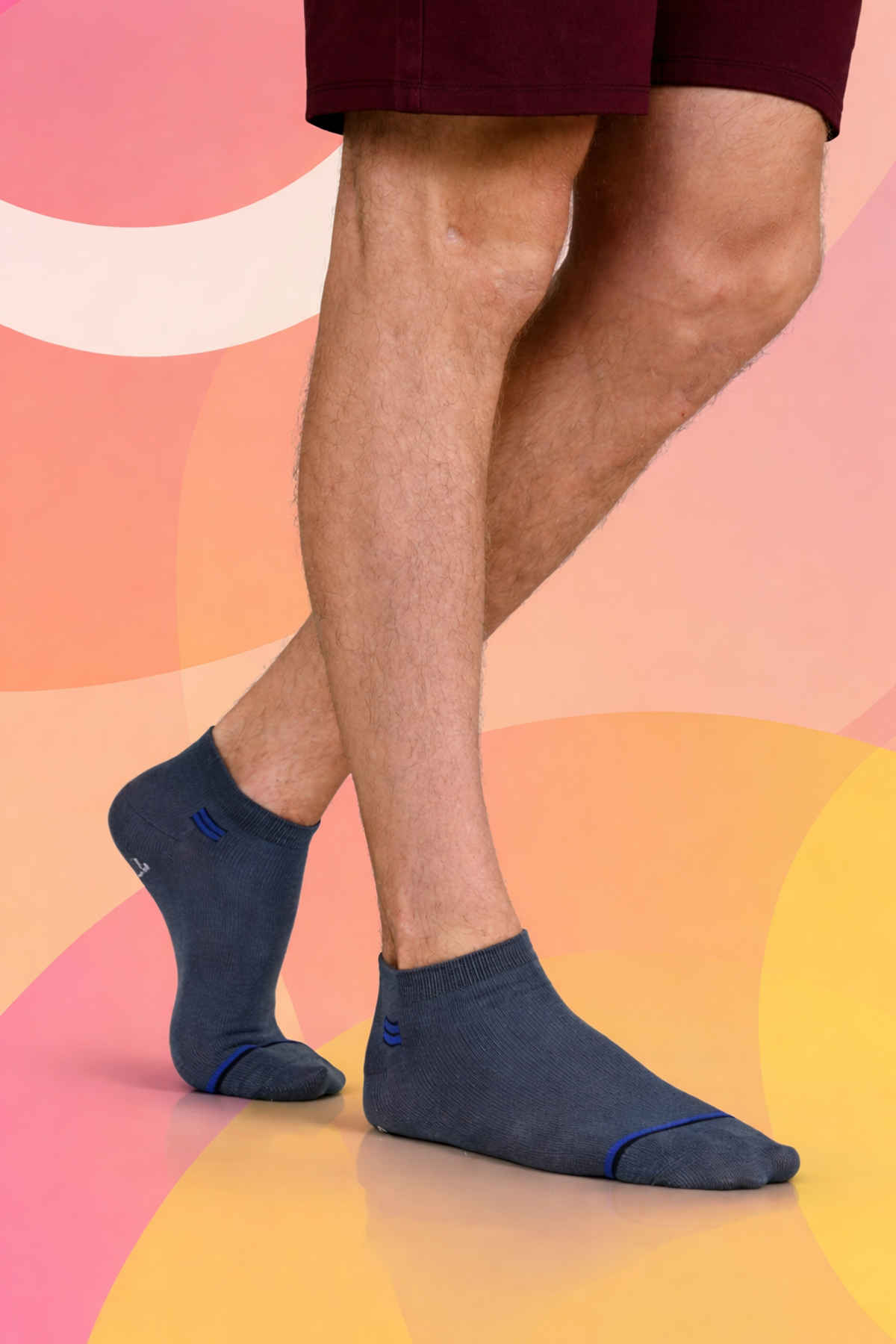 Dollar Men's Patterned 80% Cotton, 19% Polyester, and 1% Elastane Ankle Socks | Assorted - One Size