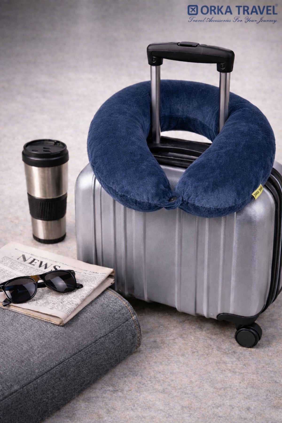 ORKA Travel U Shaped Neck Pillow Ultra Soft Polyfill Comfort | Blue