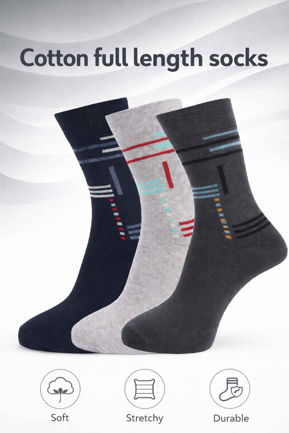 Dollar Men's Cotton Calf Length Socks | Assorted - Free Size