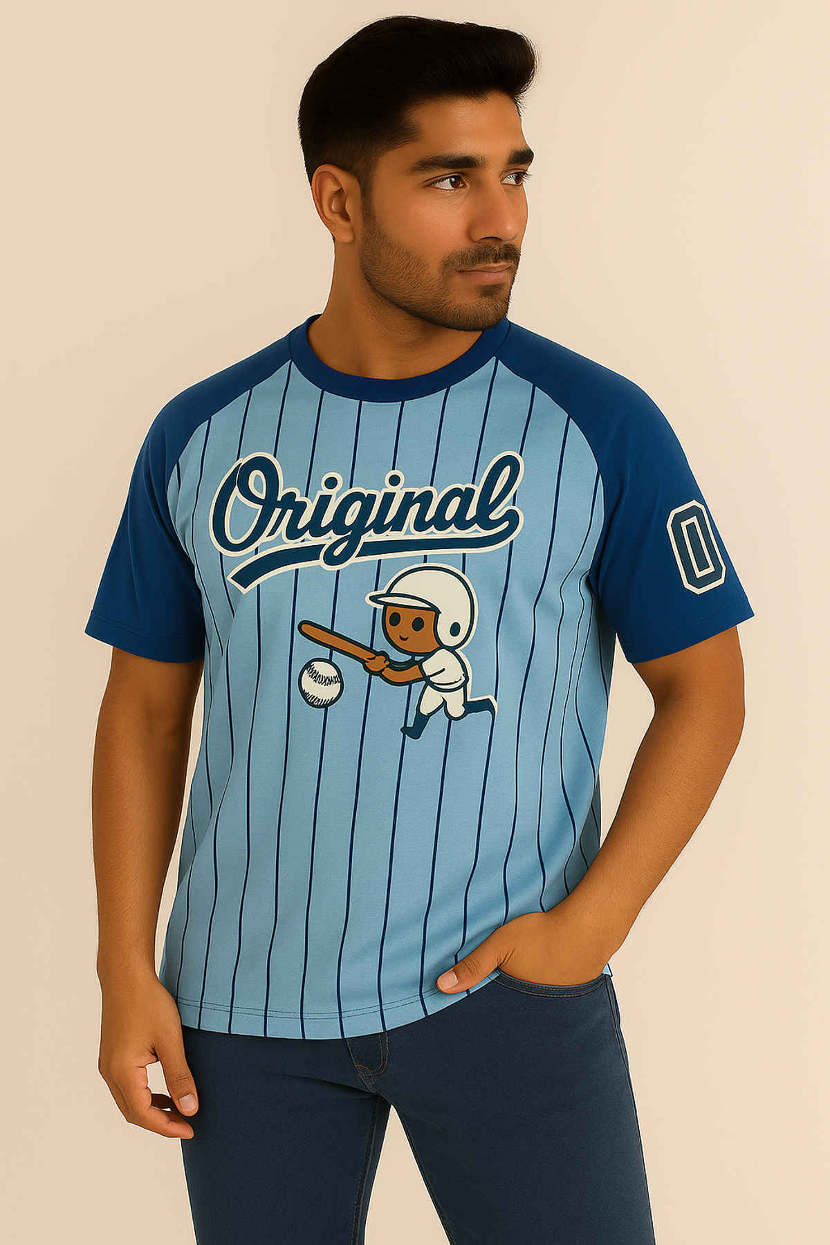 Gcyx Men's Over Size T Shirt Soul Raglan | Blue - L