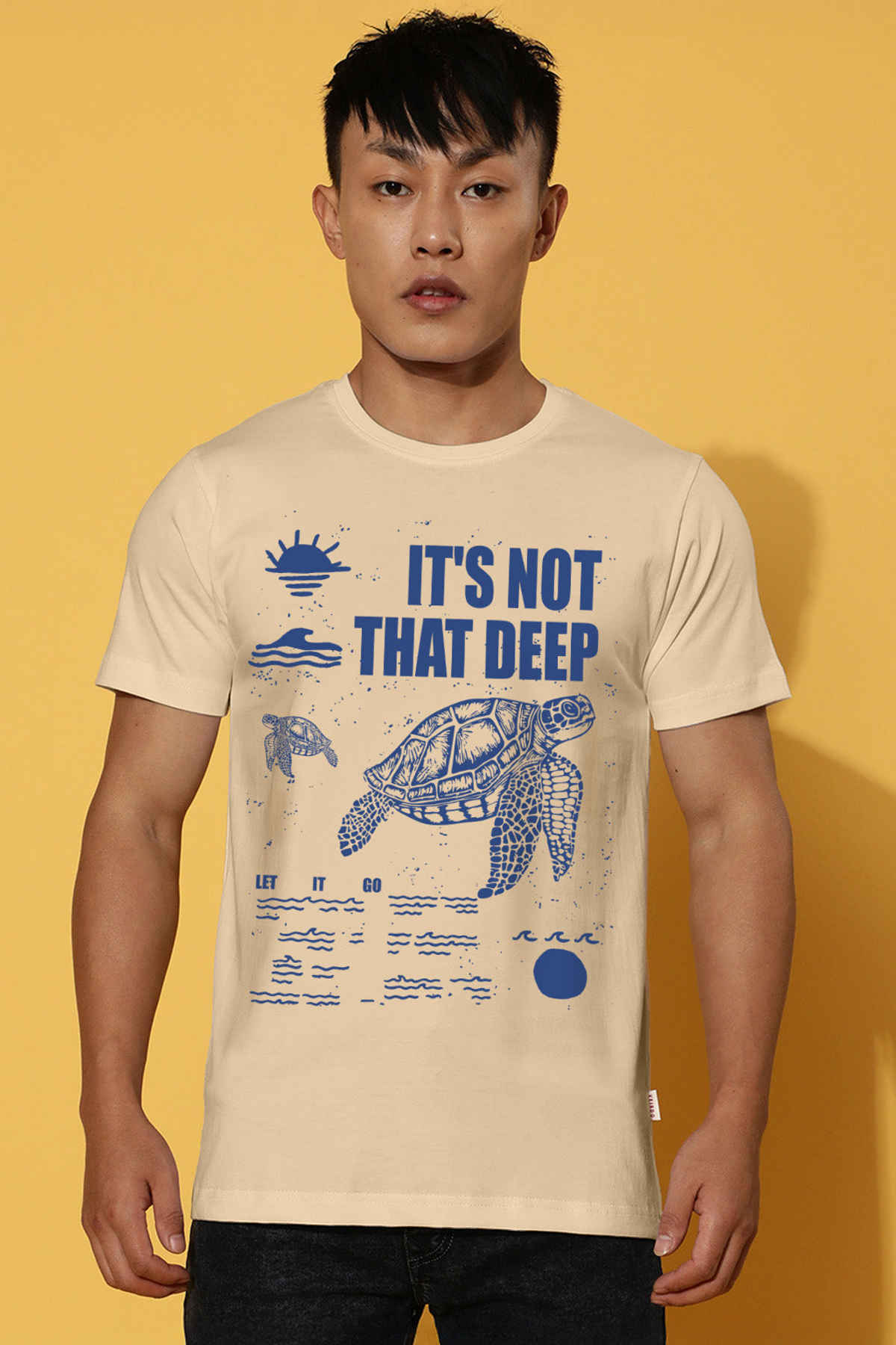 Veirdo Men's Printed Pure Cotton Regular Fit T-Shirt | Swan White | M