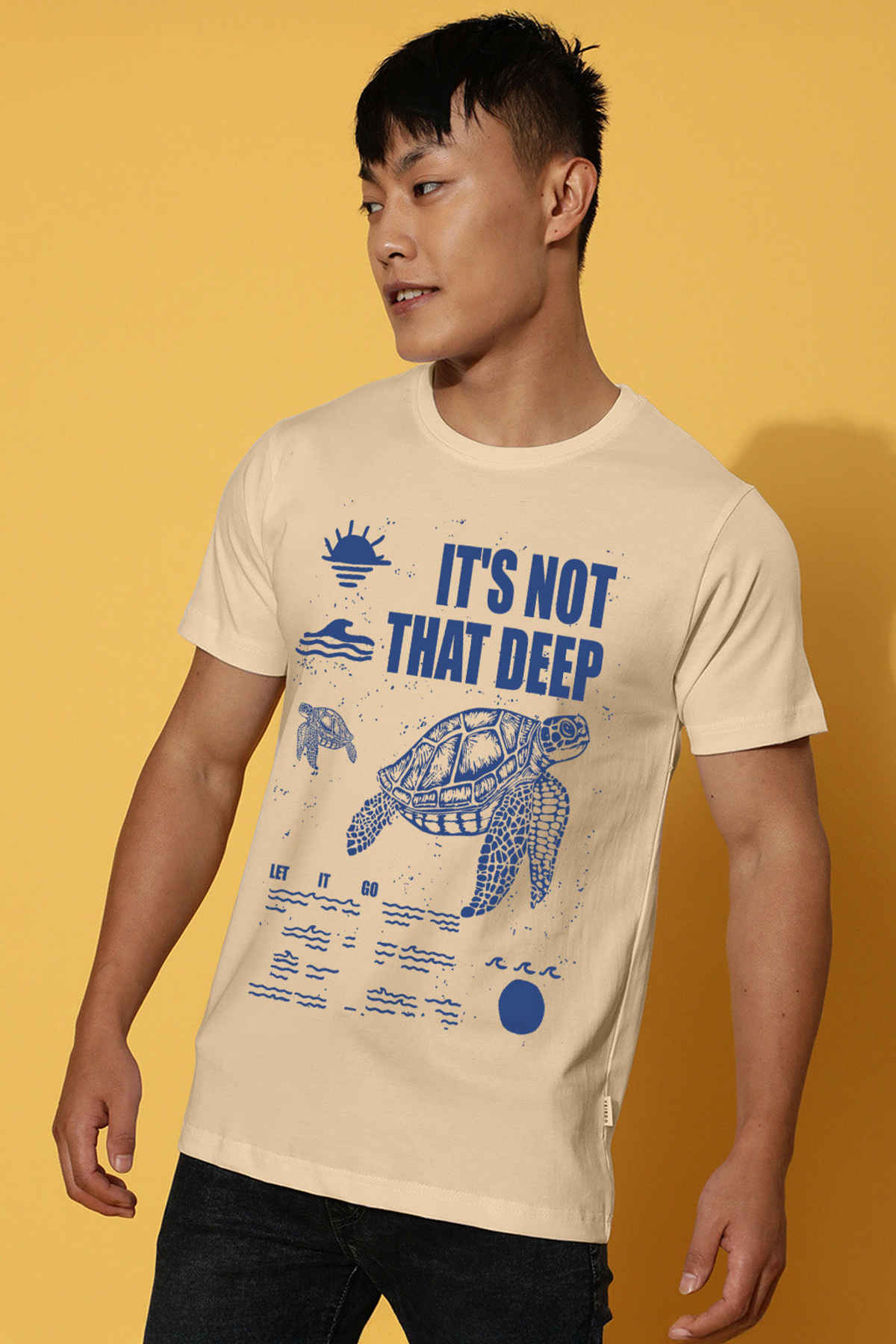 Veirdo Men's Printed Pure Cotton Regular Fit T-Shirt | Swan White | M