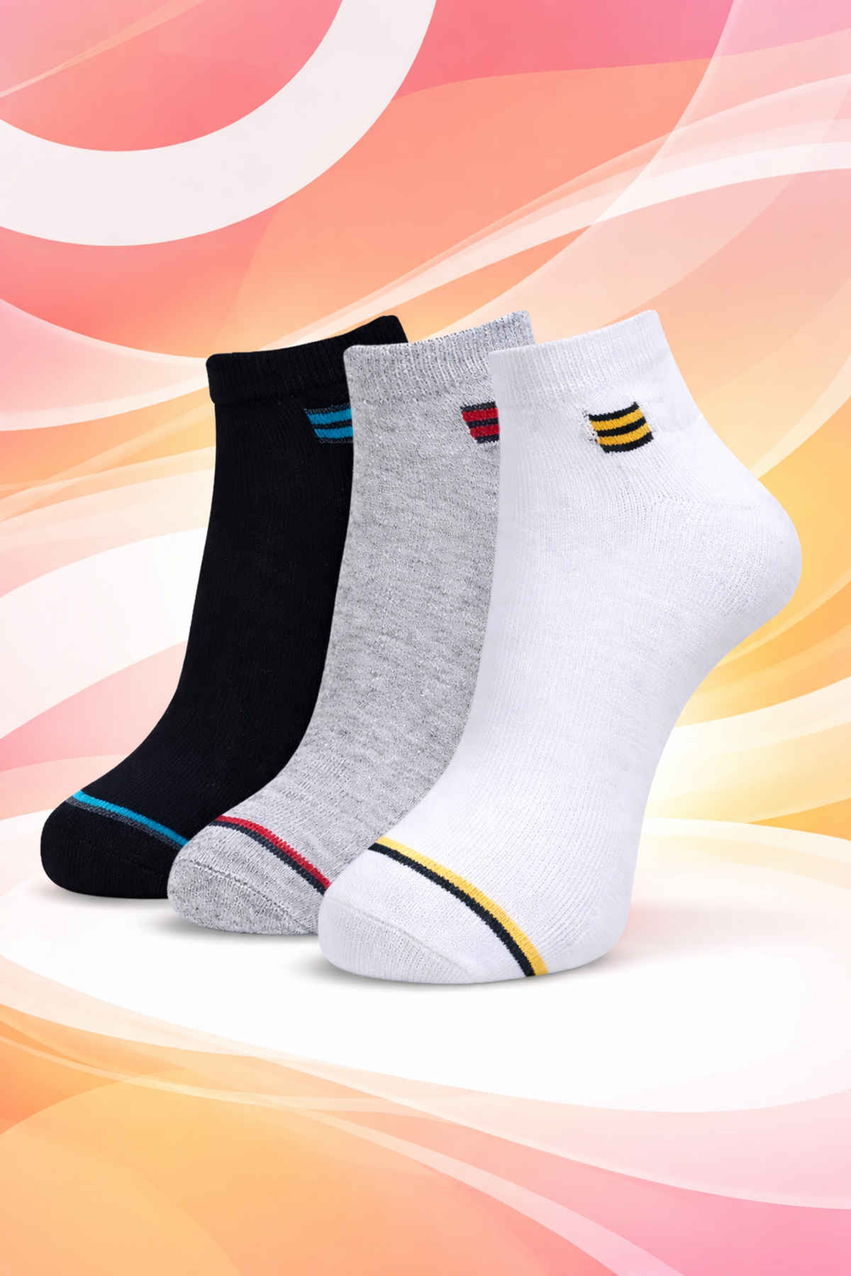 Dollar Men's Patterned 80% Cotton, 19% Polyester, and 1% Elastane Ankle Socks | Assorted - One Size