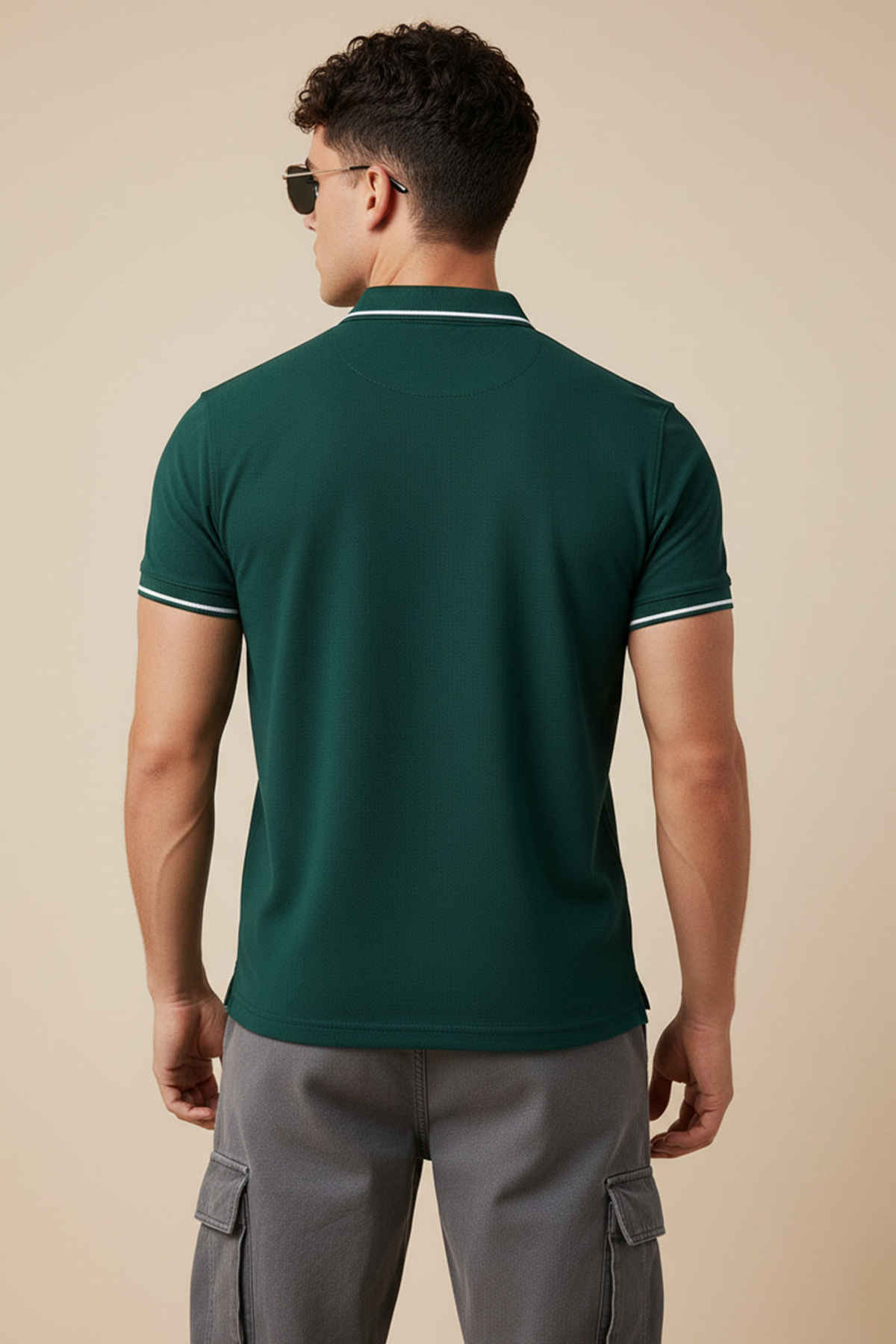 Veirdo Men Polo Collar Pure Cotton T-Shirt |Green |S