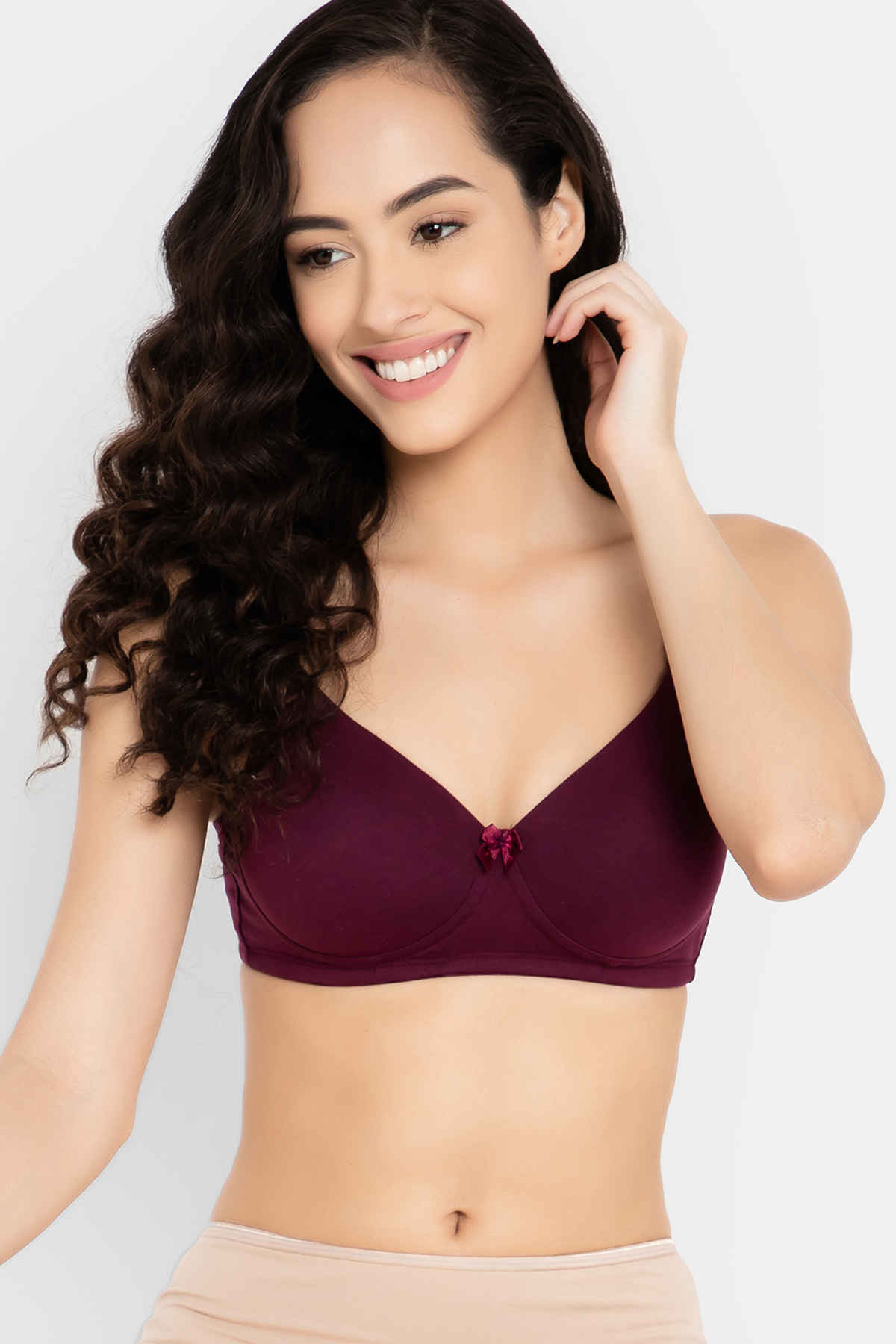 Clovia Women's Padded Non-Wired Full Cup Multiway T-shirt Bra | Wine - 32 C