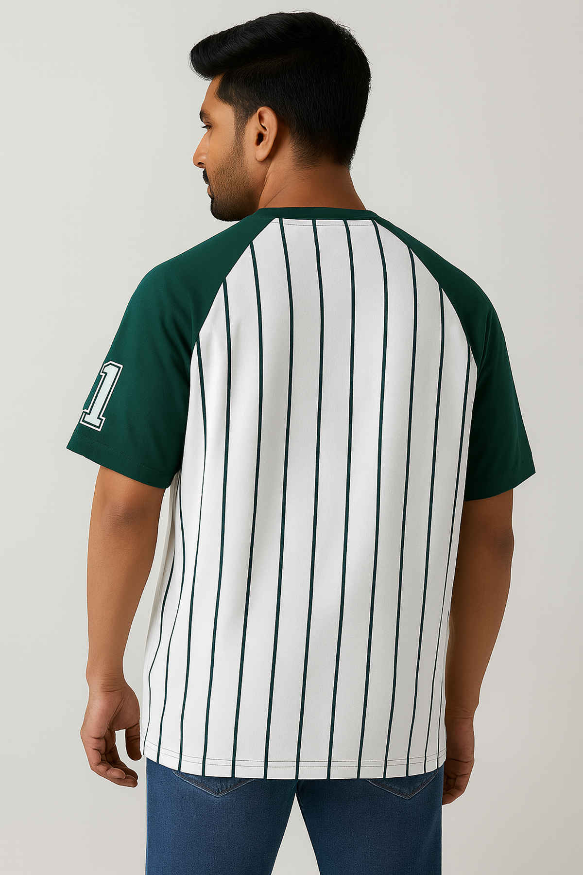 Gcyx Men's Pure Cotton Soul Raglan OST Over Size T Shirt | Green - M