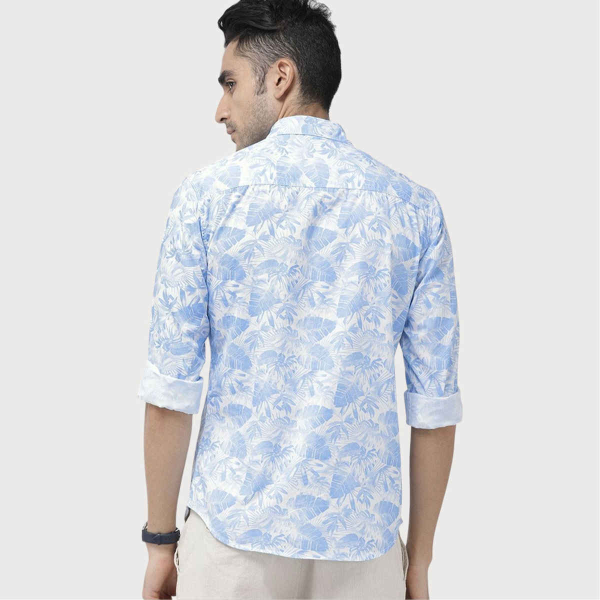 The Indian Garage Co Men's Slim Fit Abstract Print Casual Shirt | Blue - L