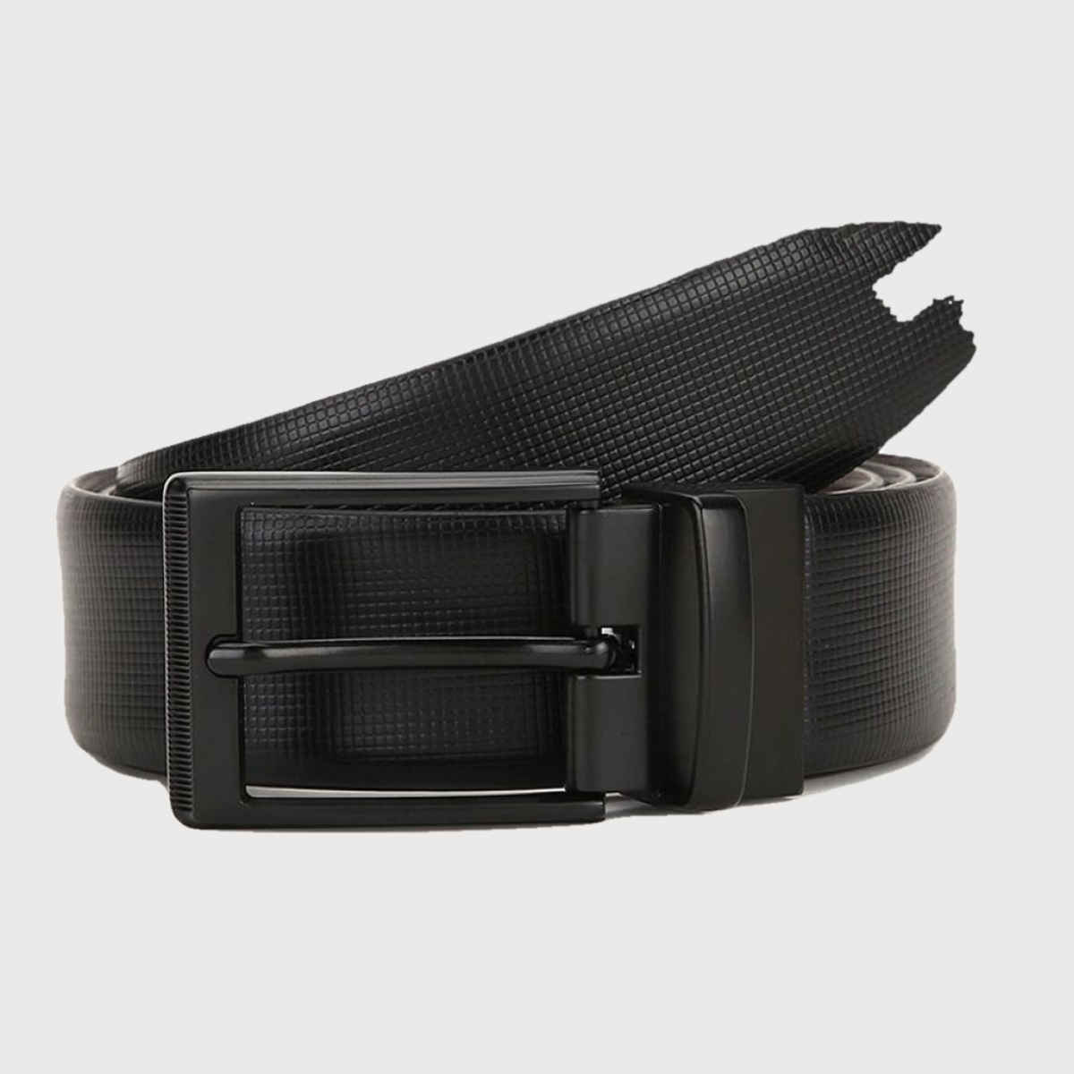 Teakwood Men's Textured Genuine Leather Reversible Belt | Black and Brown - 40 Inches