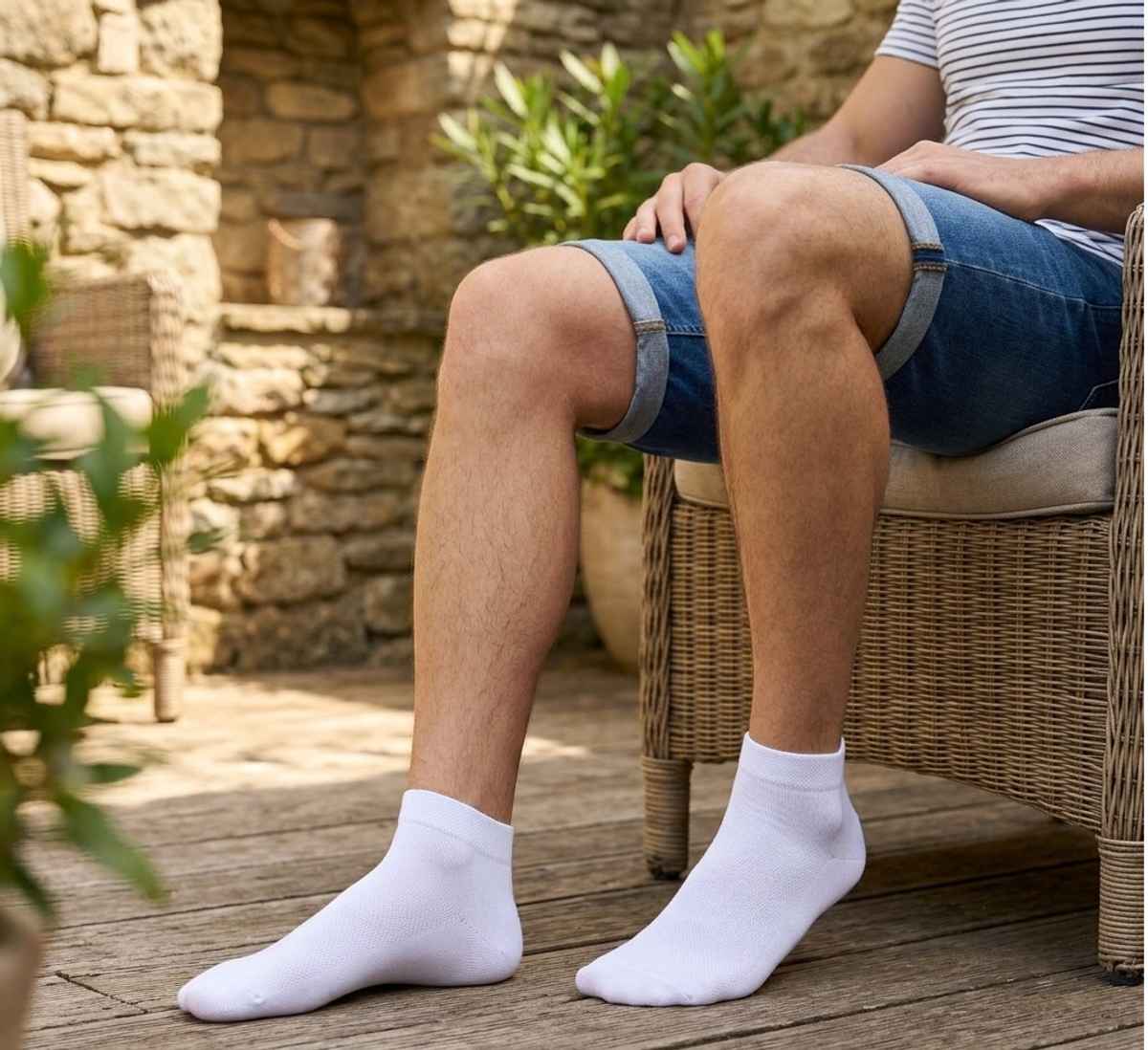 Luxrio Men's Solid Ankle Length Cotton Socks | SCK-22-3-PK-ANKL-WHT | White - Free Size