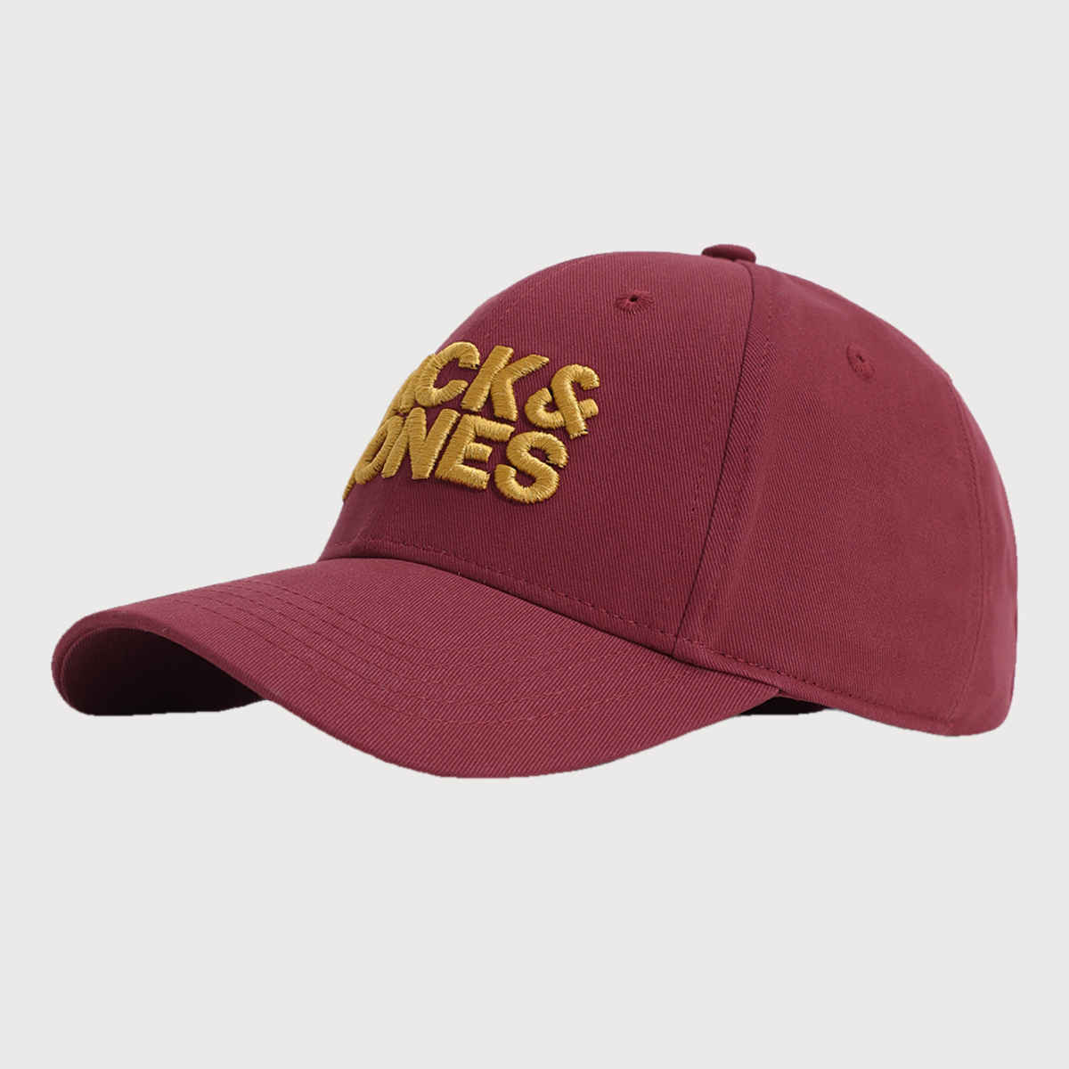 Jack & Jones Men's Embroidered Cotton Baseball Cap | Maroon - One Size