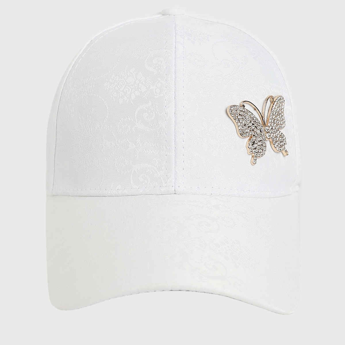Haute Sauce Women's Embellished Cotton Blend Baseball Cap | White - One Size