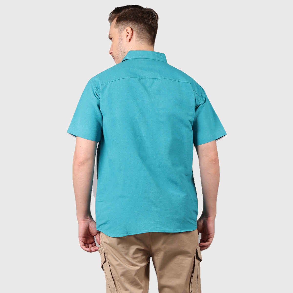 Mad Over Print Men's Teal Breeze Handloom Heritage Khadi Shirt - S