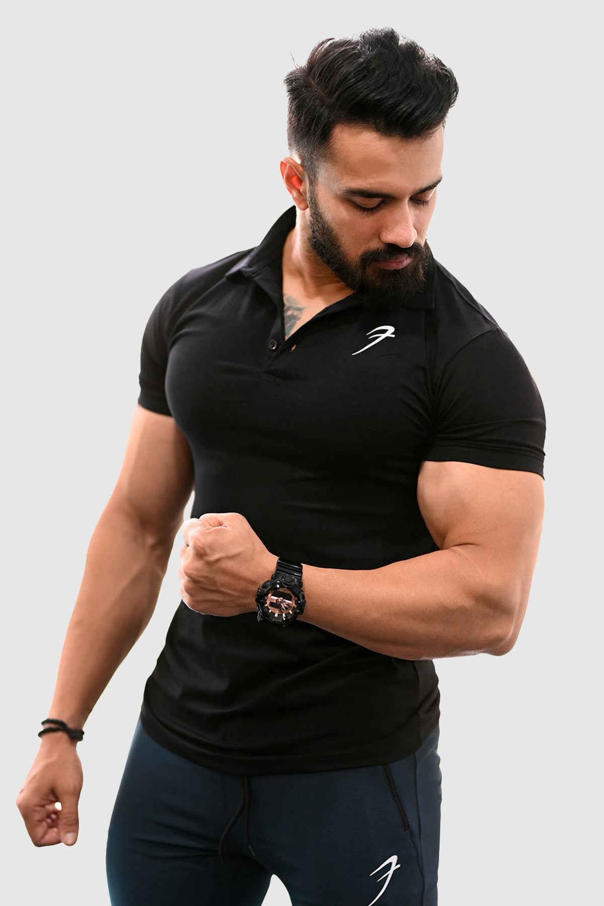 Fuaark Men's Polo GYM T-shirt | Black - L