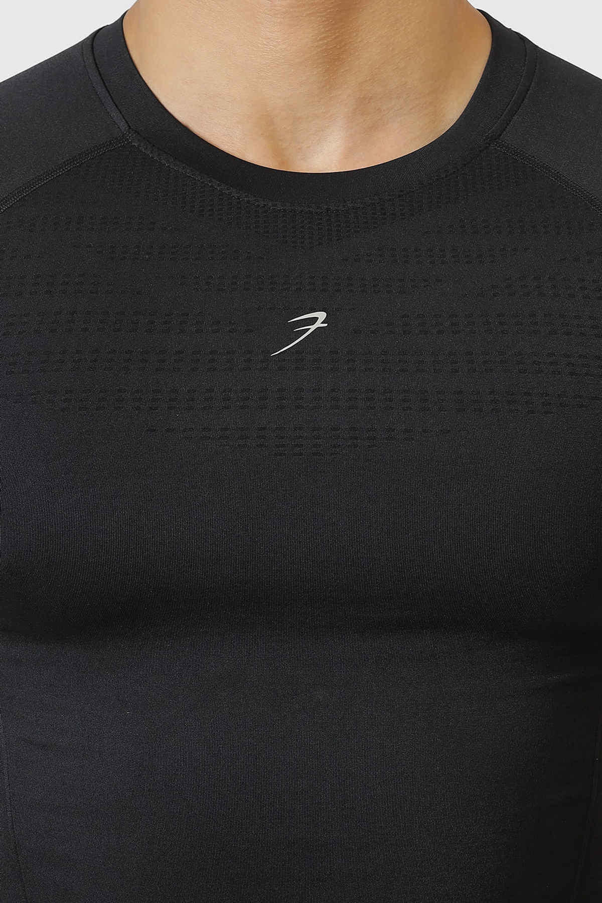 Fuaark Men's Power Seamless GYM T-shirt | Logo Black - M