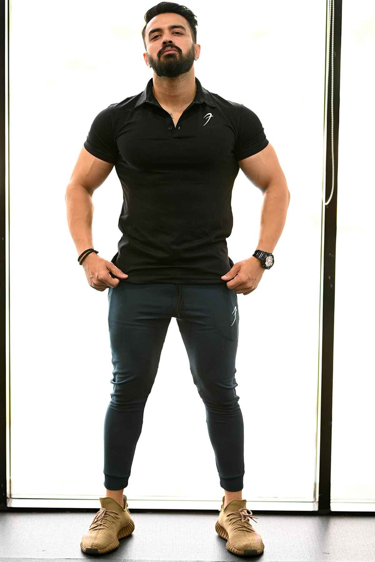 Fuaark Men's Polo GYM T-shirt | Black - L