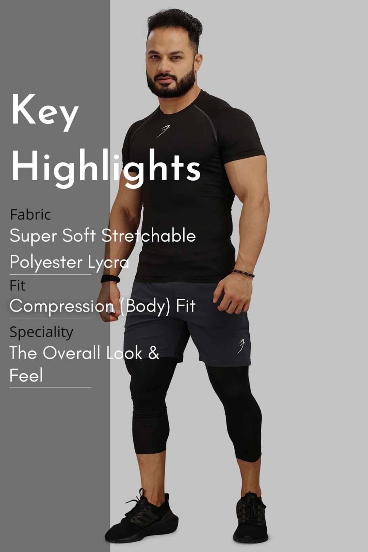 Fuaark Men's Compression GYM T-shirt | Black - M