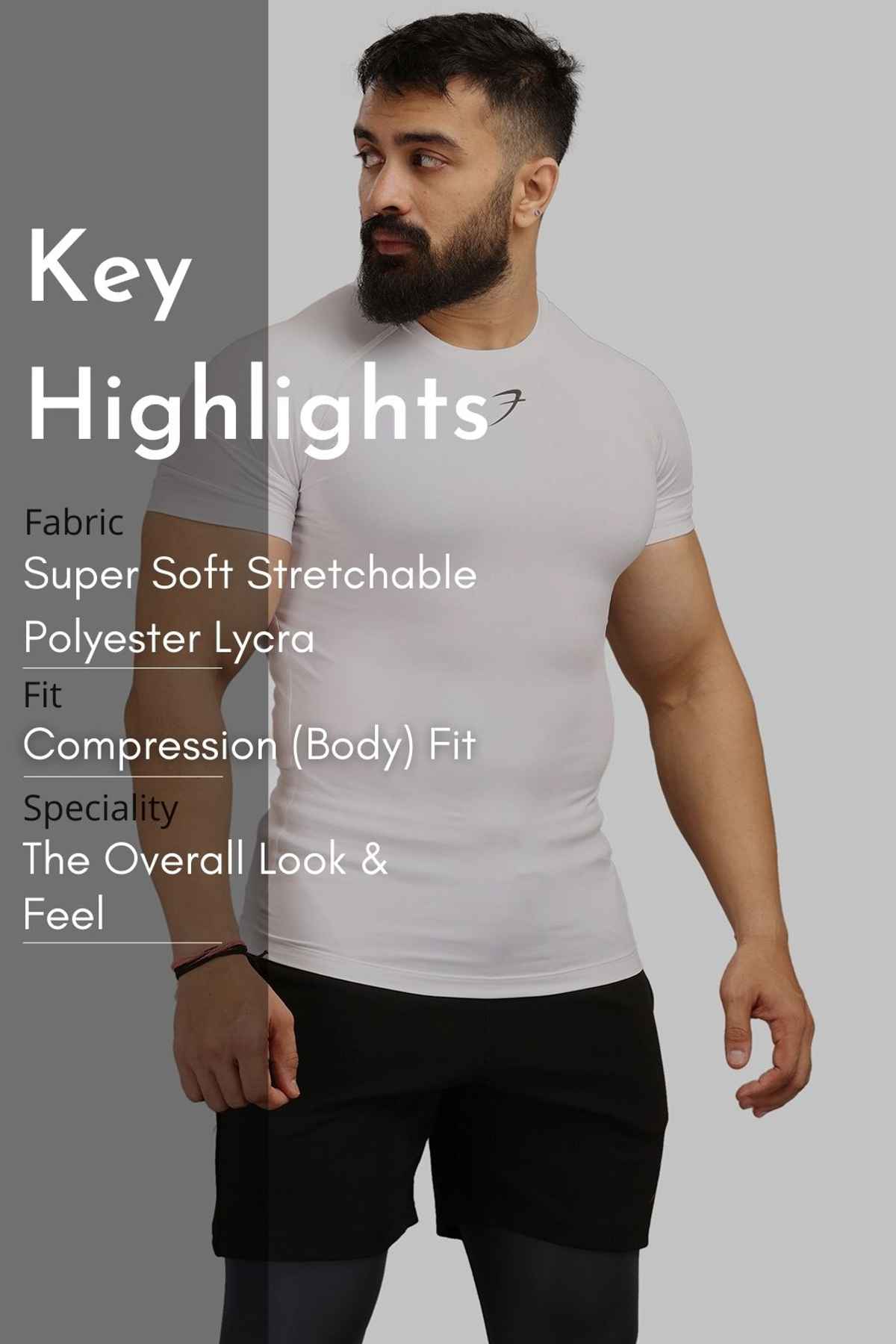 Fuaark Men's Compression GYM T-shirt | White - L