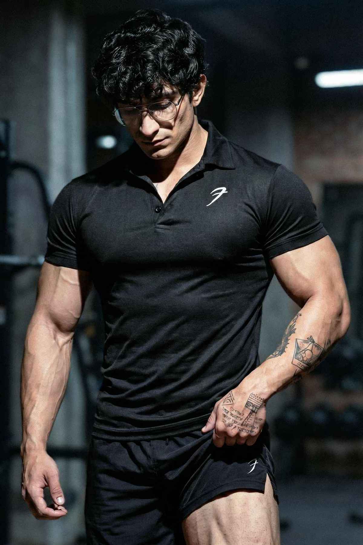 Fuaark Men's Polo GYM T-shirt | Black - L