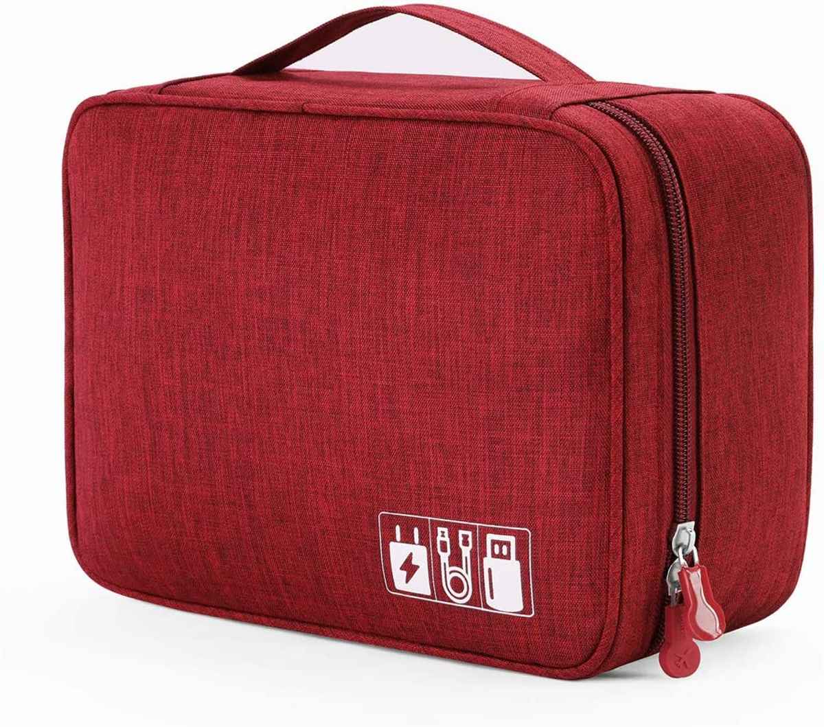 Awestuffs Gadget Organizer for Electronics Accessories, Cables, Phones | Red