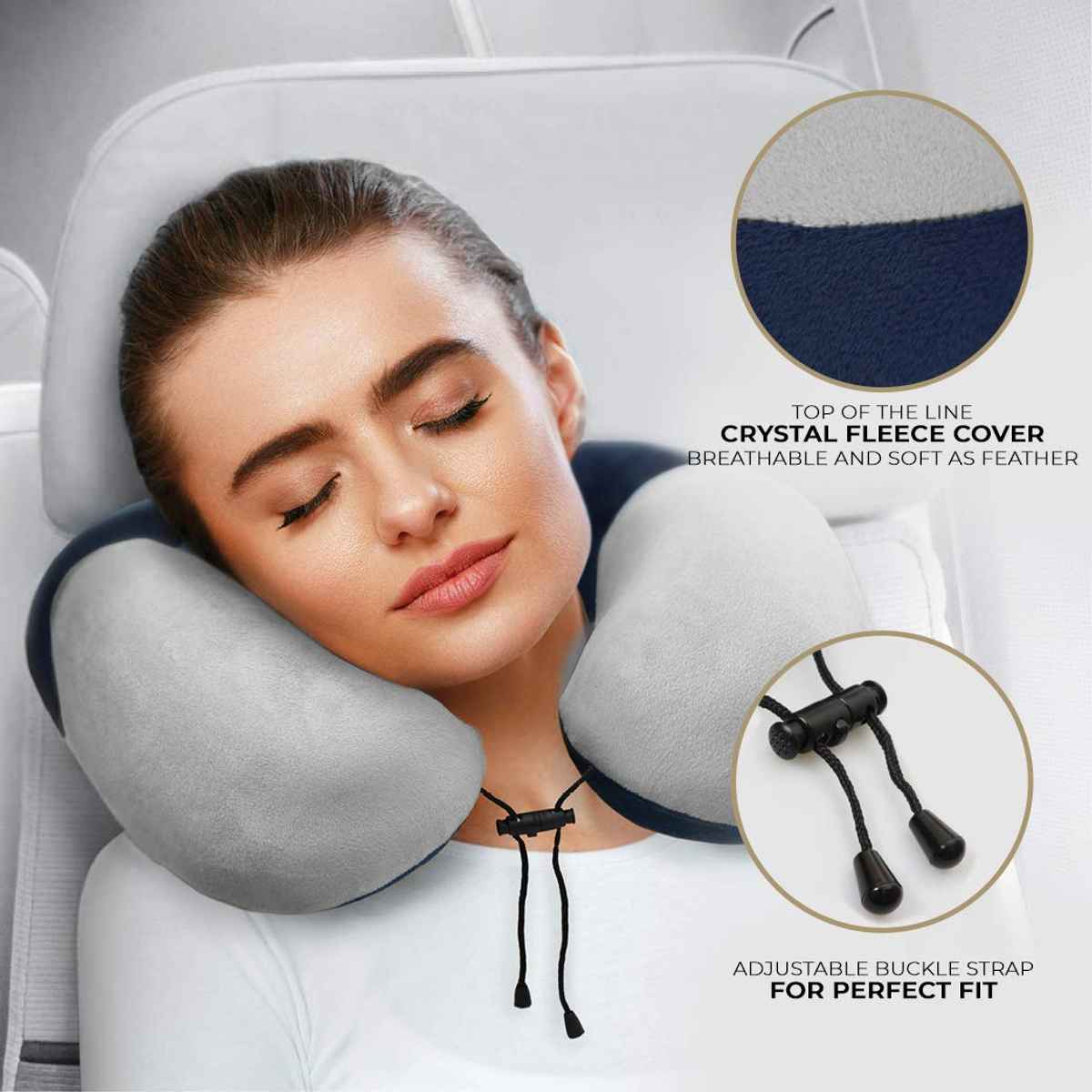 Nasher Miles 100% Pure Memory Foam Travel Neck Pillow- Stable Neck Support- Teal And Grey