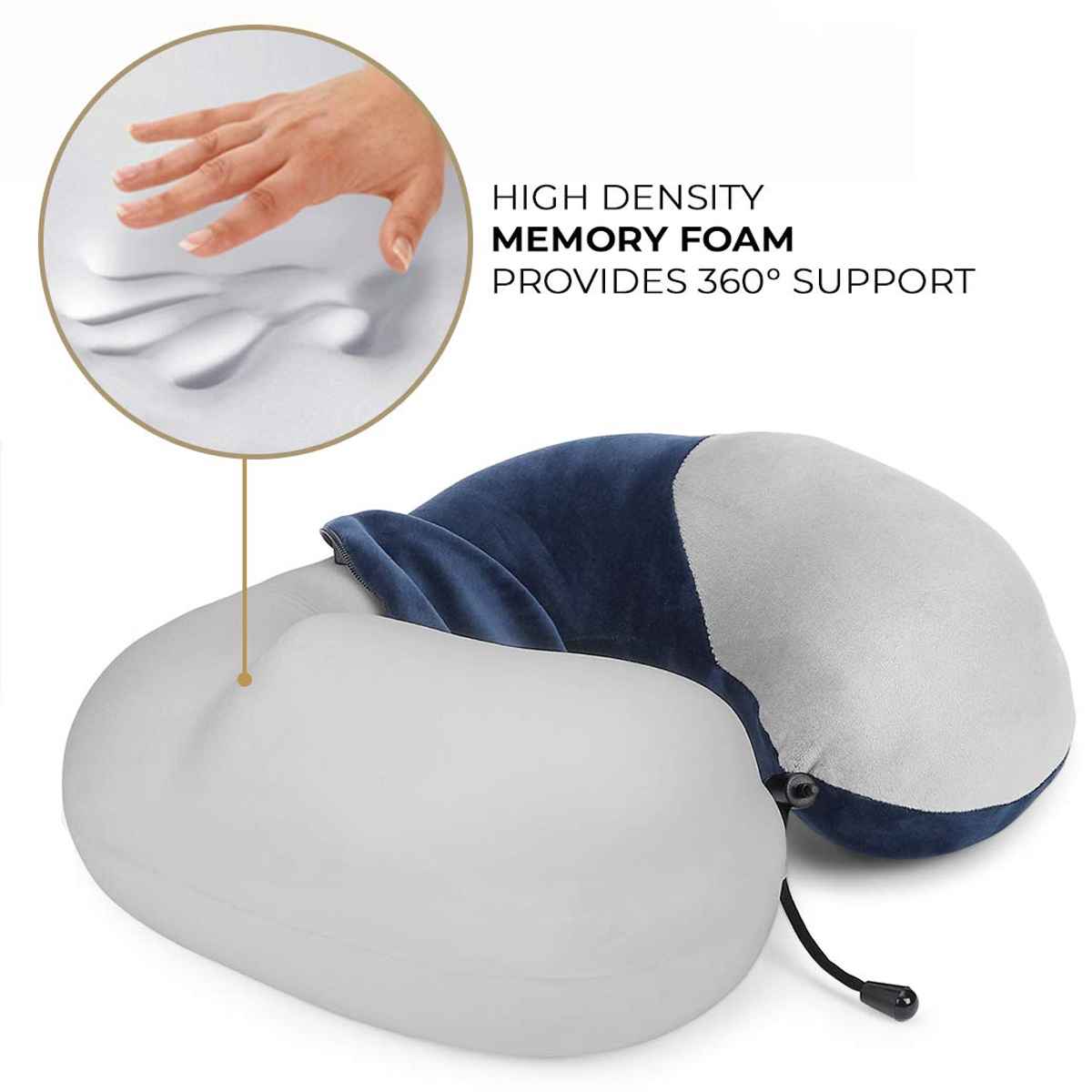 Nasher Miles 100% Pure Memory Foam Travel Neck Pillow- Stable Neck Support- Teal And Grey