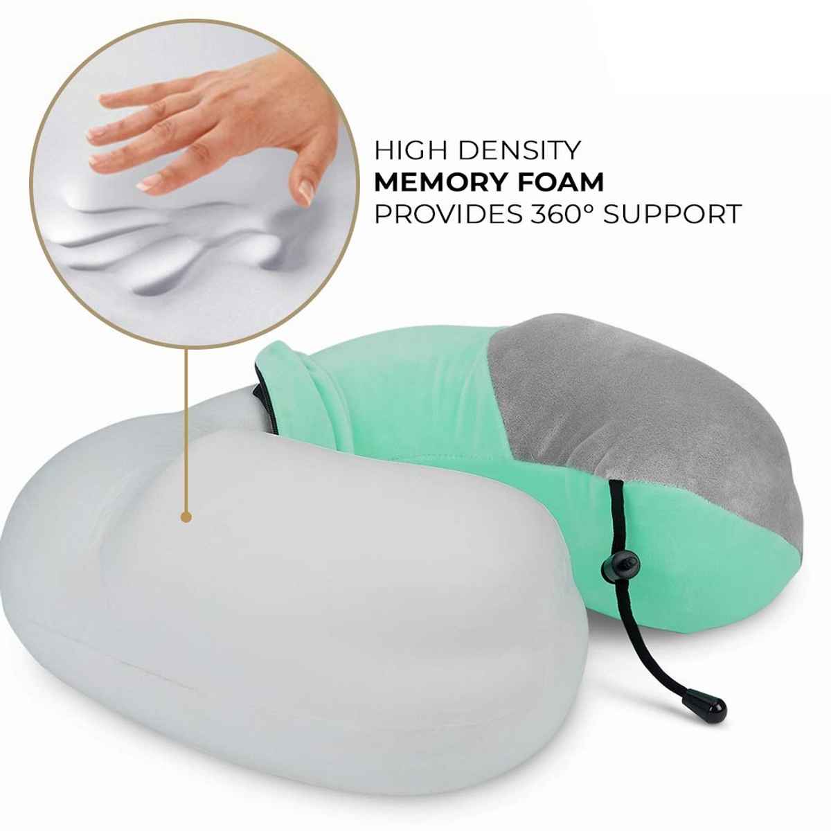 Nasher Miles 100% Pure Memory Foam Travel Neck Pillow- Stable Neck Support- Navy Blue And Grey