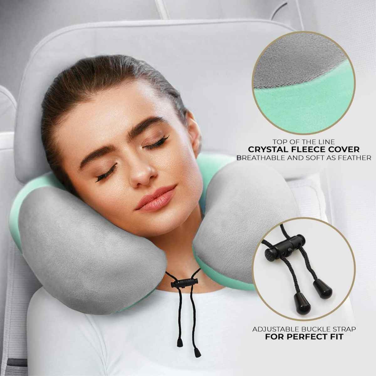 Nasher Miles 100% Pure Memory Foam Travel Neck Pillow- Stable Neck Support- Navy Blue And Grey