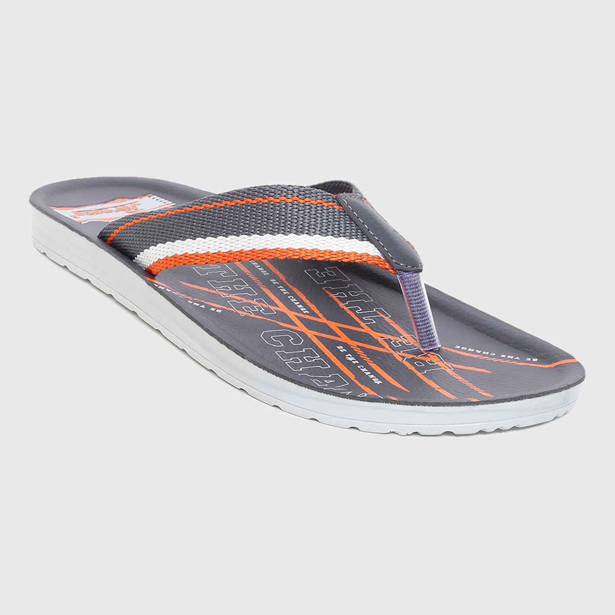 Paragon Men's Vertex Grey-Orange Slippers | UK 7
