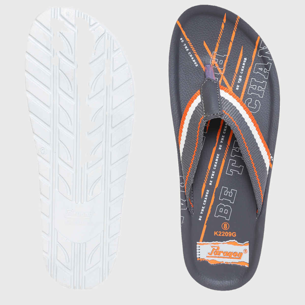 Paragon Men's Vertex Grey-Orange Slippers | UK 7