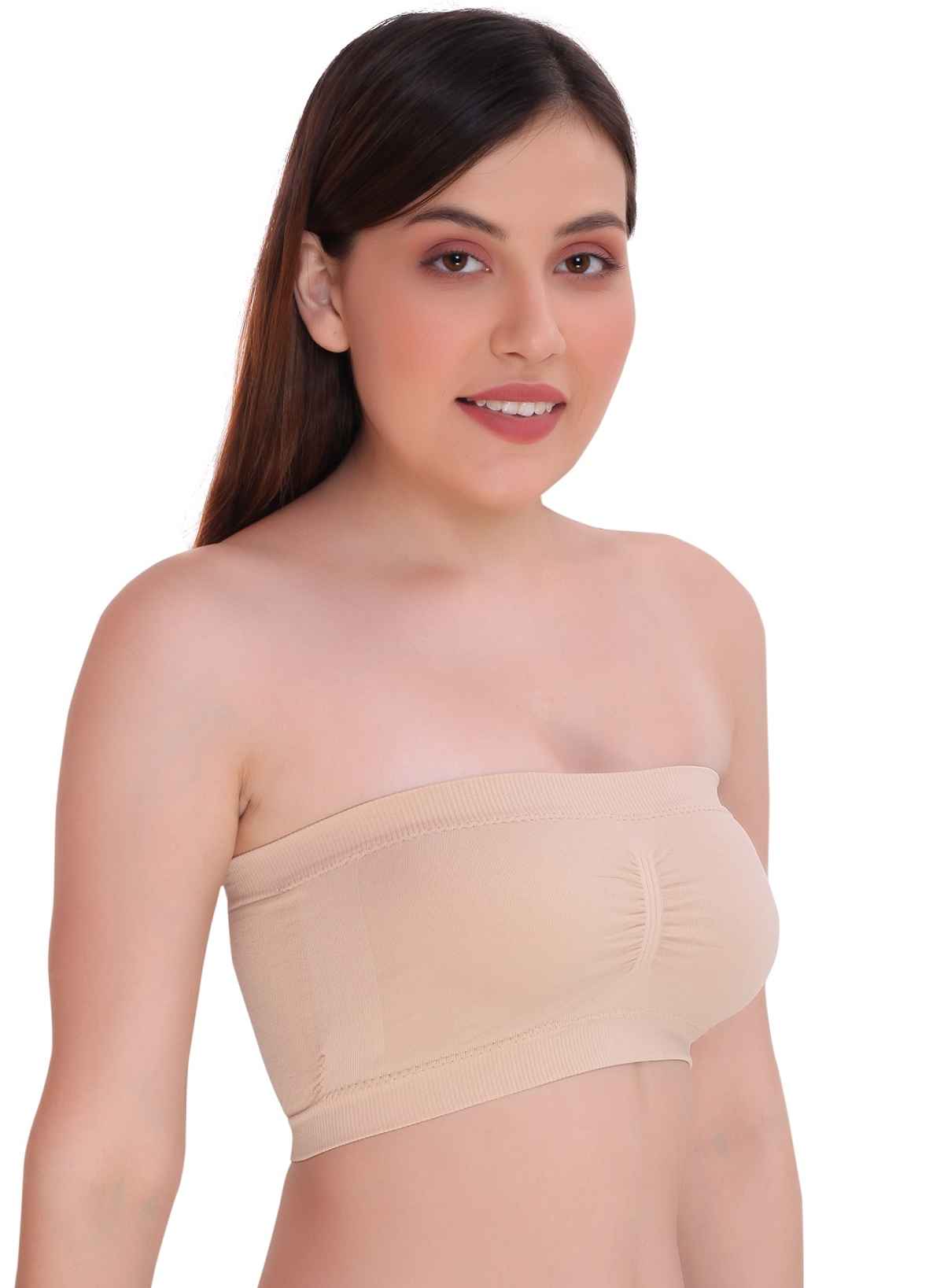 PLUMBURY Lightly Padded Seamless Bandeau Tube Bra - 36B