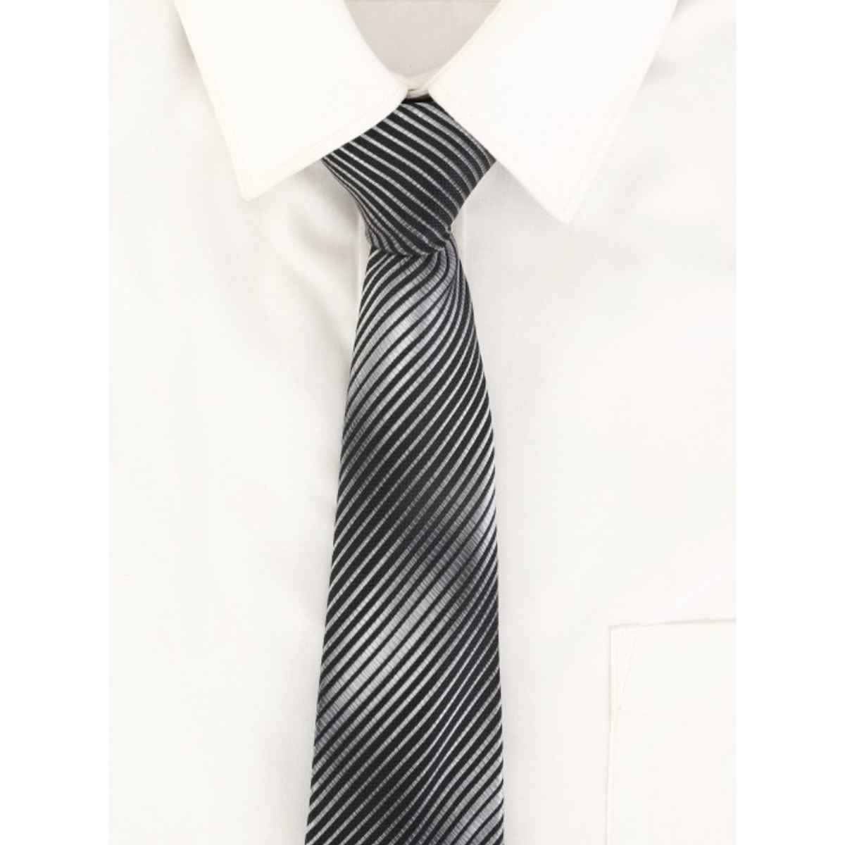 Calvadoss Men's Striped Tie | CALT2057 | Black and Grey