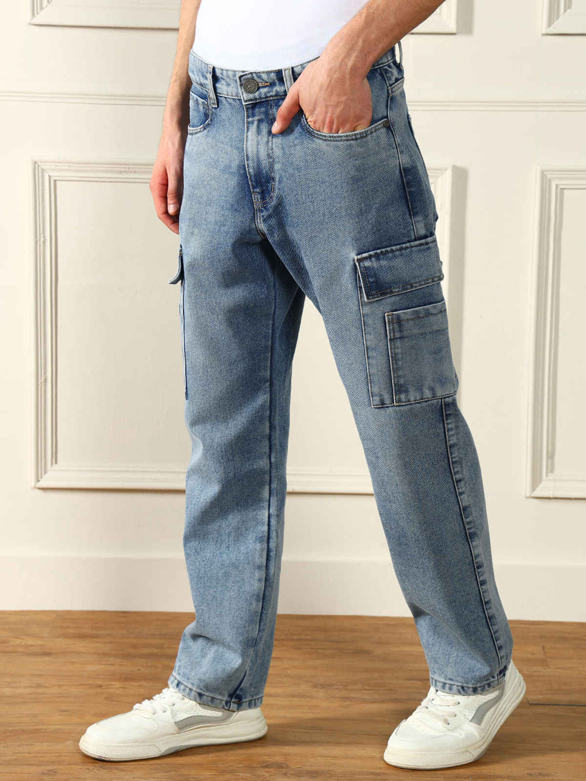 Dennis Lingo Men's Relaxed Fit Low Distress Light Fade Jeans | Light Blue - 28