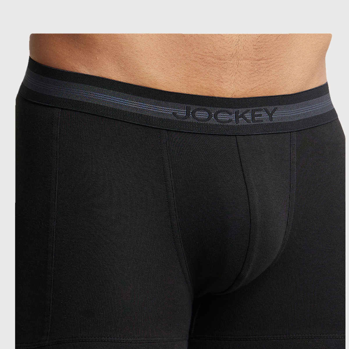 Jockey 1015 Men's Super Combed Cotton Rib Underwear Solid Trunk|Stay Fresh Properties | Black-L