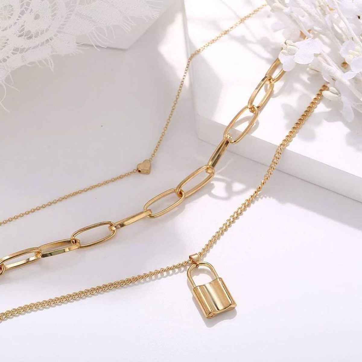 YouBella Women Stylish Latest Design Trendy Multi Layer Necklace Jewellery Gold Plated Multi Strand