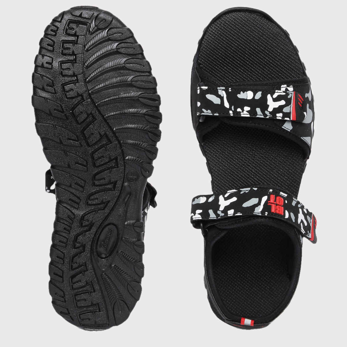 Paragon Blot Men's Black & Red Sandals - 8