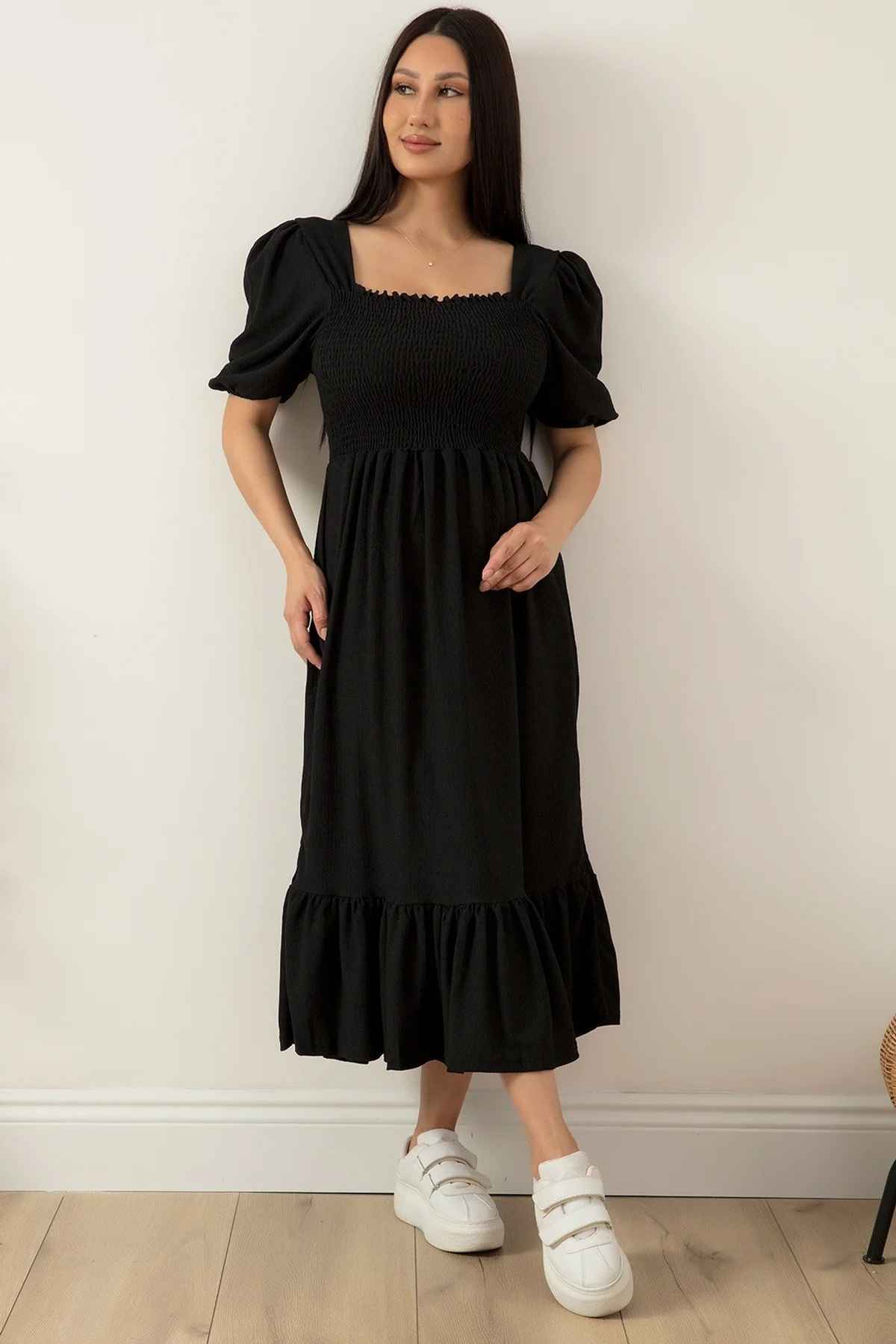 Sheetal Associates Women's Fit and Flare Midi | Calf Length Dress | 7121 | Black - L