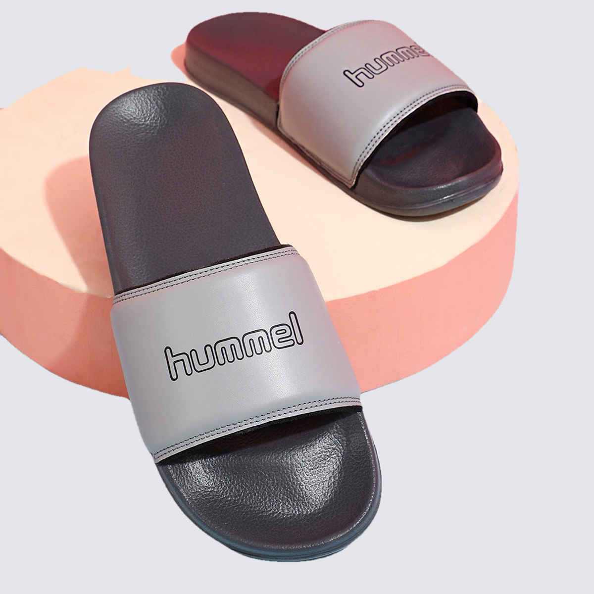 hummel Classic lightweight slides for Men with Cushioned Sole and Arch Support | Silver Grey | 9