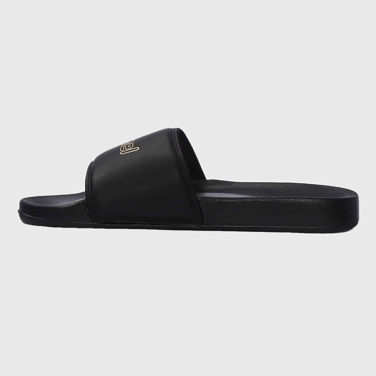 hummel Classic lightweight slides for Men with Cushioned Sole and Arch Support | Black & Gold | 7