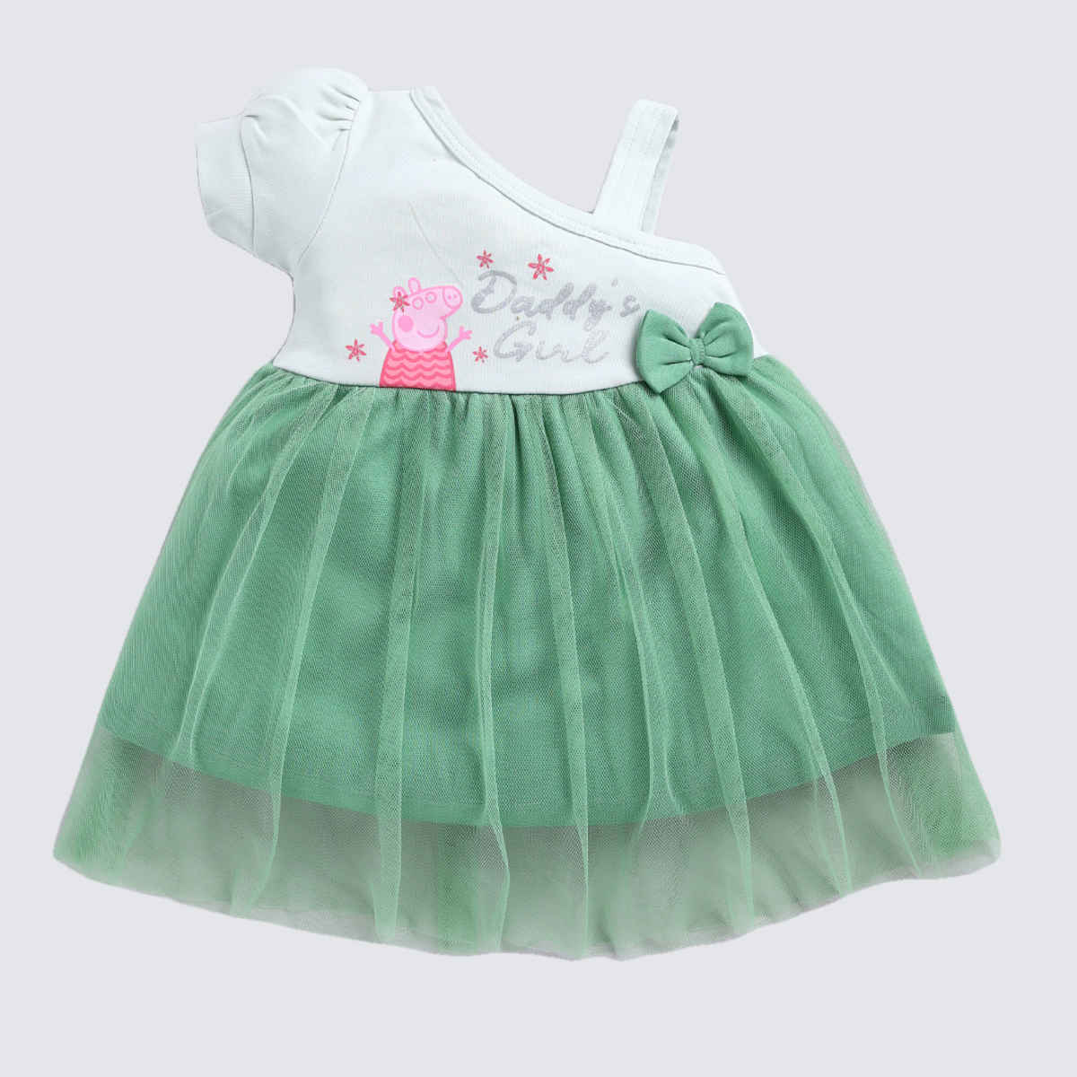 Mom's Love Girls' Printed Cotton Dresses | Green | 12 - 18 months