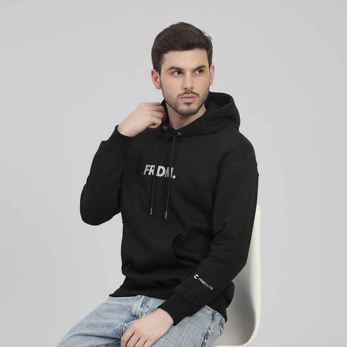 Freecultr Men's Frdm | Cotton Fleece | Relaxed Fit Hoodie Velvet Black - L