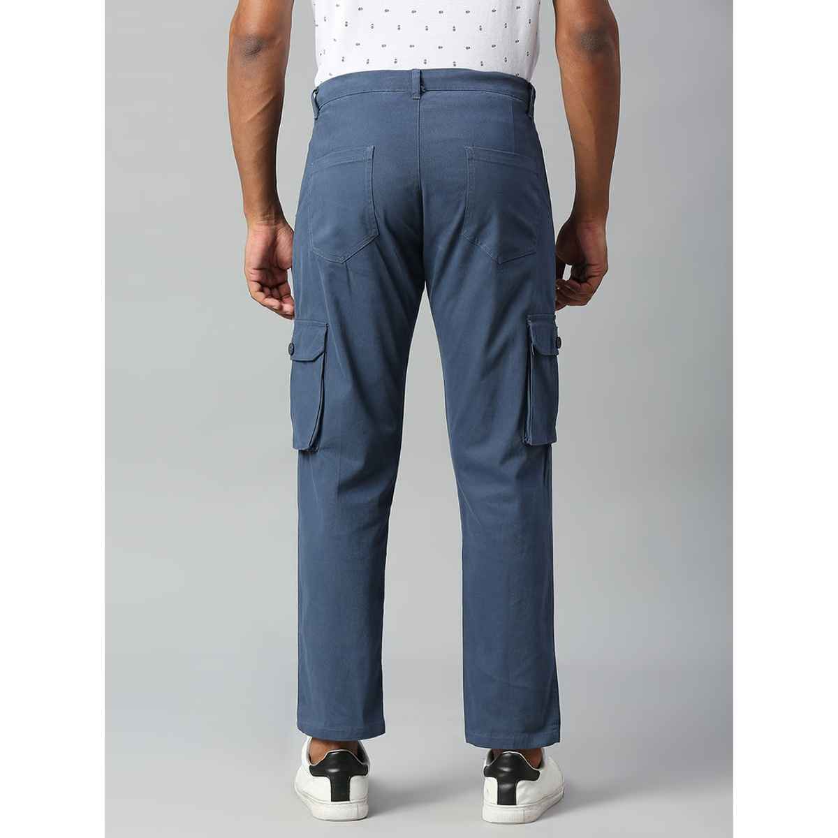 Dennis Lingo Men's Tapered Fit Cotton Cargos Trousers | Petrol Blue | 30