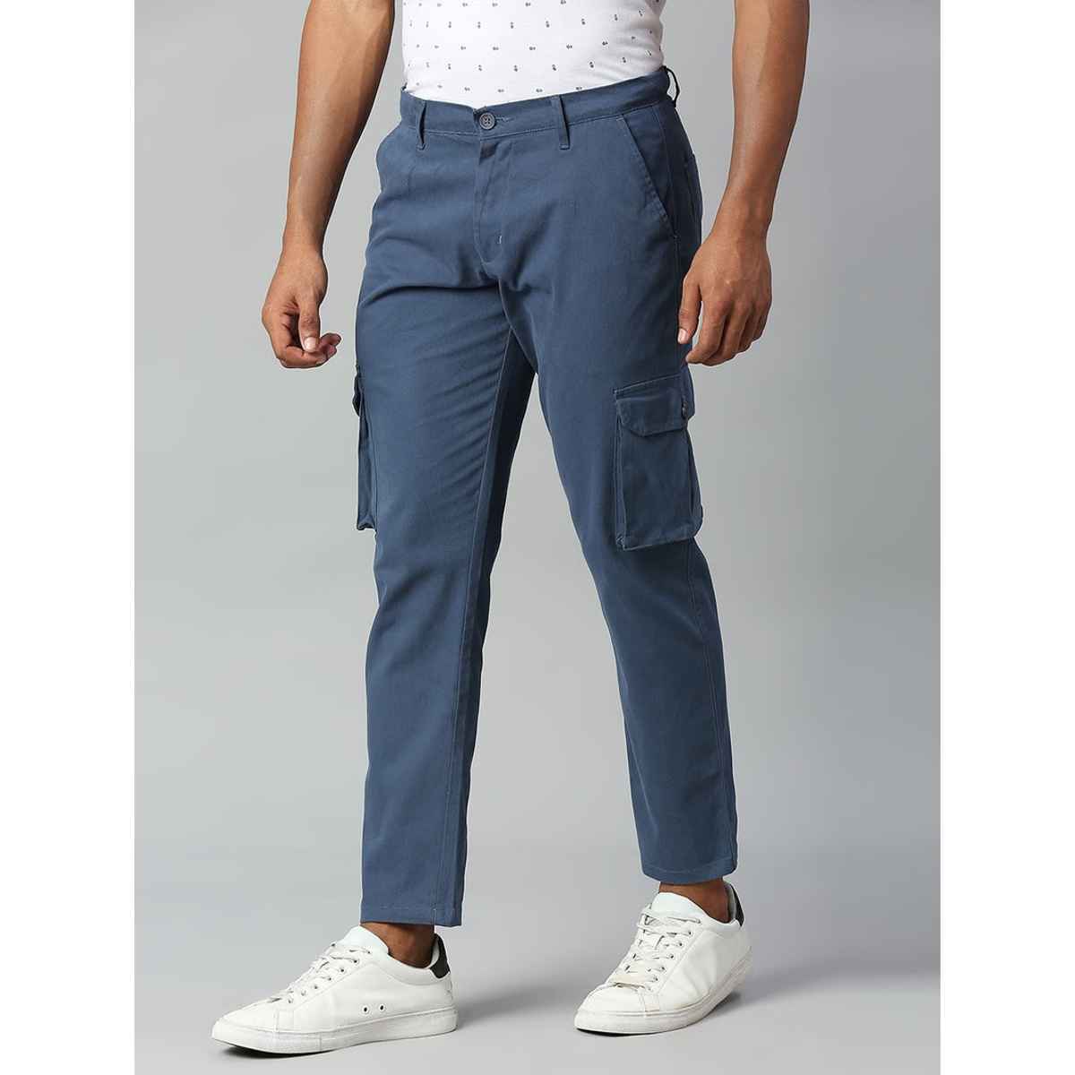 Dennis Lingo Men's Tapered Fit Cotton Cargos Trousers | Petrol Blue | 30