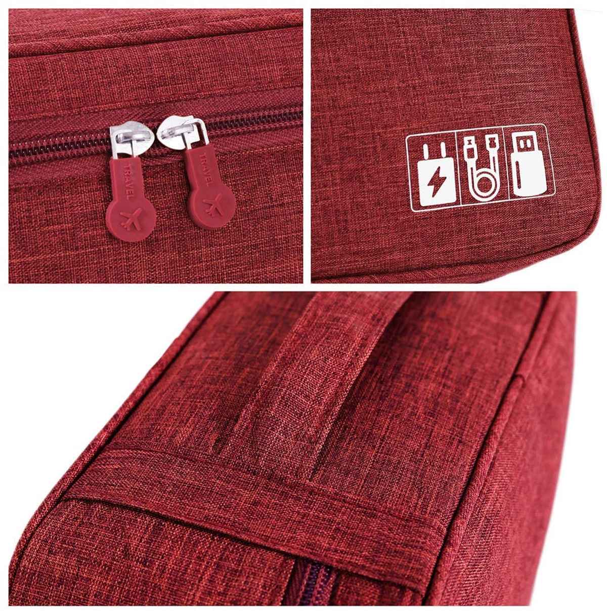 Awestuffs Gadget Organizer for Electronics Accessories, Cables, Phones | Red