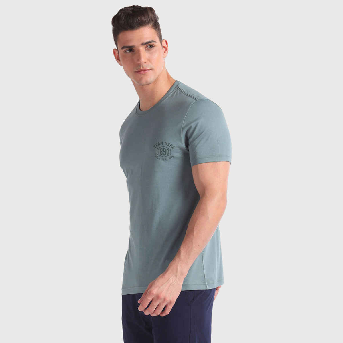 U.S. Polo Assn. Men's Tonal Logo Cotton Lounge T-Shirt | Grey and Green | Pack of 2 - M