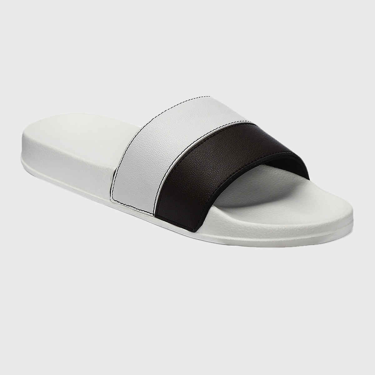 hummel Camp Color Block slides for Men with Cushioned Sole and Arch Support | White & Fudge | 7