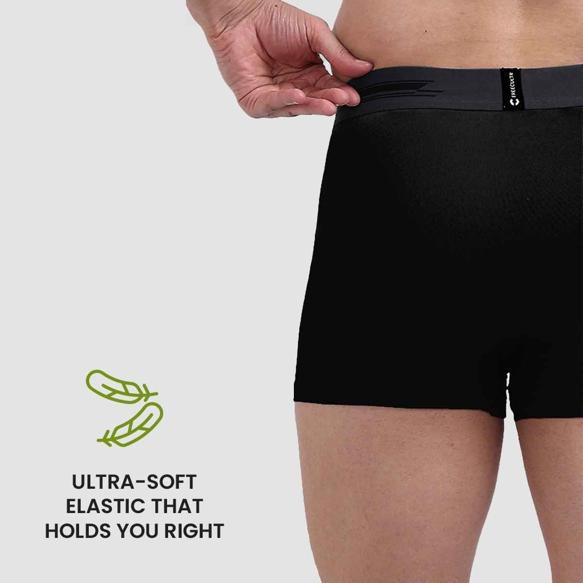 Freecultr Men's Underwear Micromodal Airsoft Trunk - Pack of 1 Pot Black - M