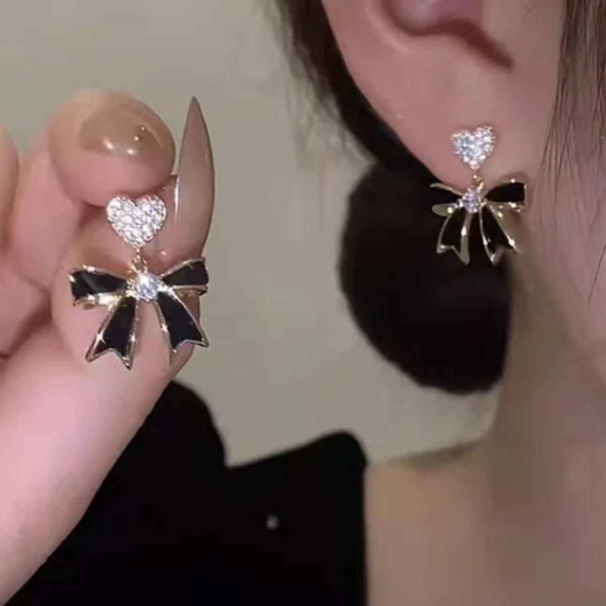 Estailo Fashion Bling Blogger Bow Earring for Women | Stylish Lightweight Statement Jewellery | E0001278
