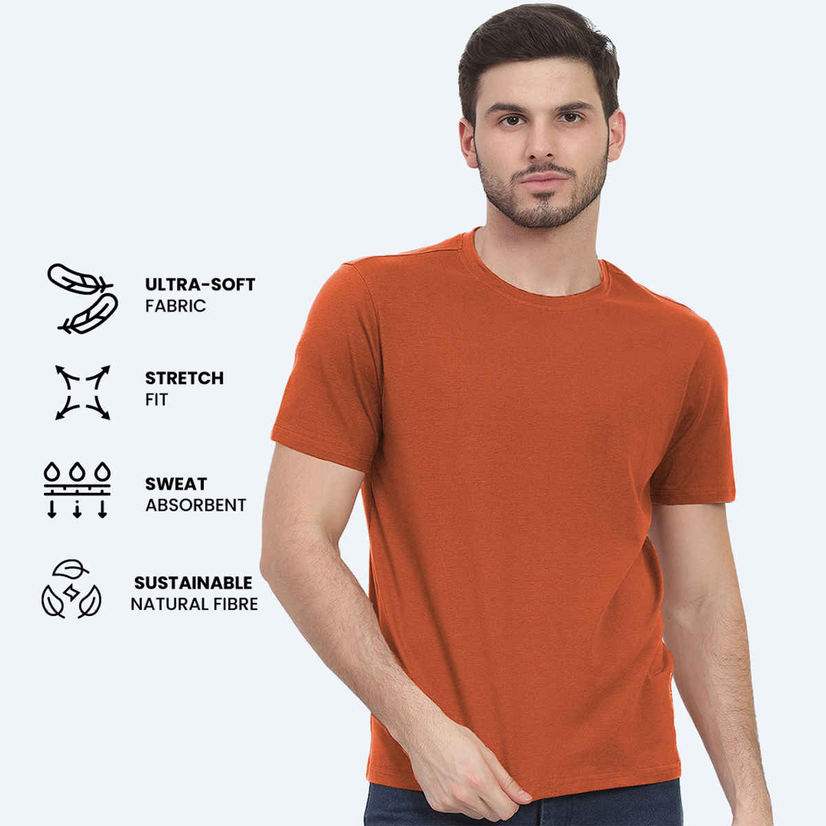 Freecultr Men's Organic Cotton T-shirts | Pack of 1 Color Rust Orange Size | M